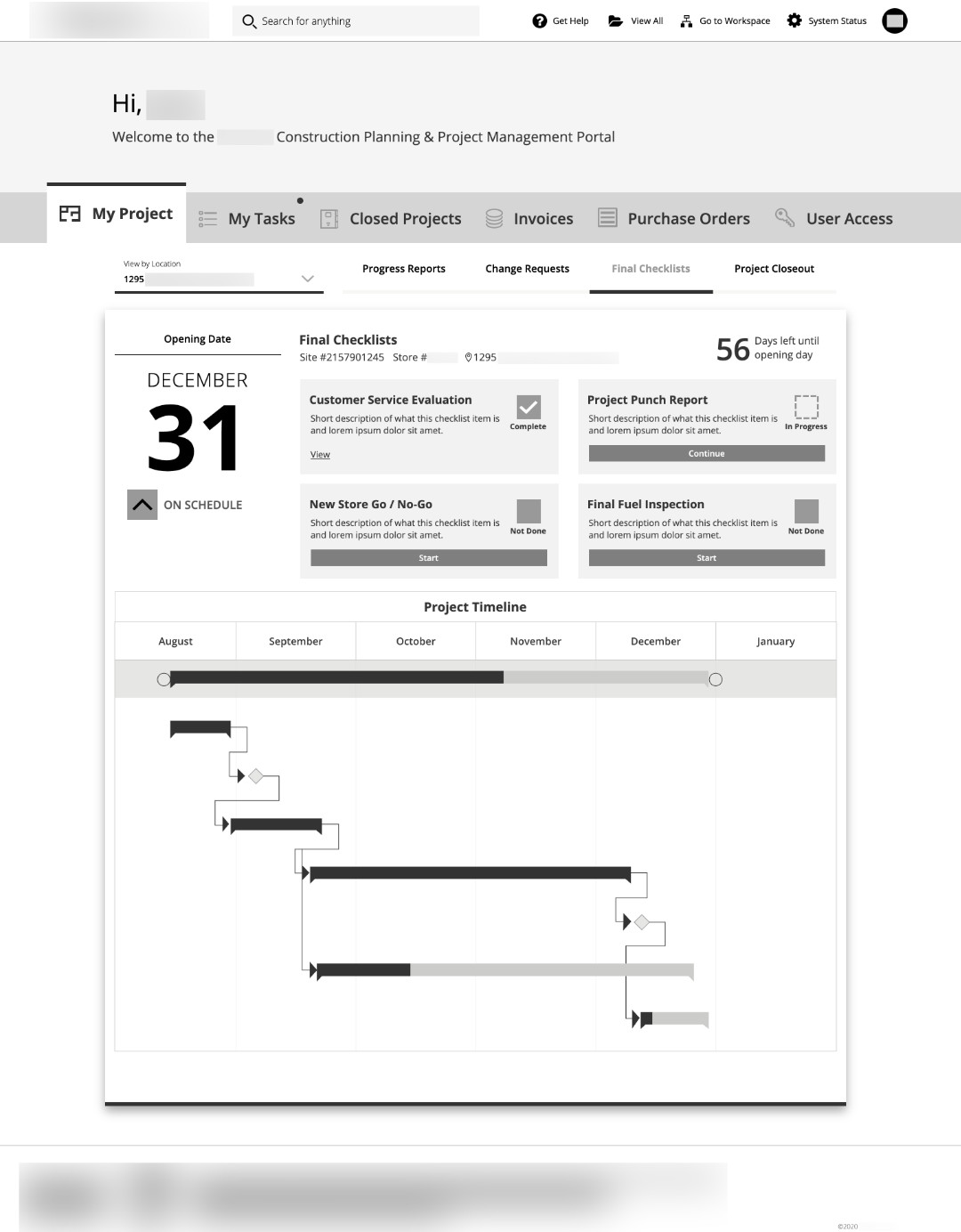Construction Management Wireframe