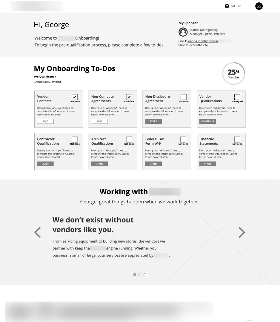 Wireframe: Landing page