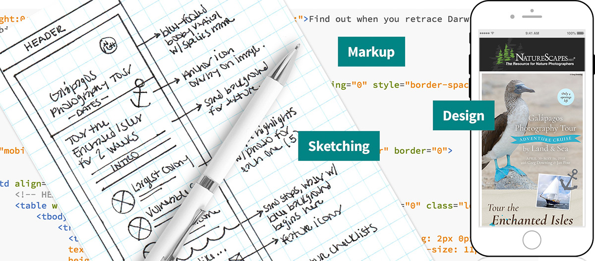 Email Marketing - Sketching, Markup, Design