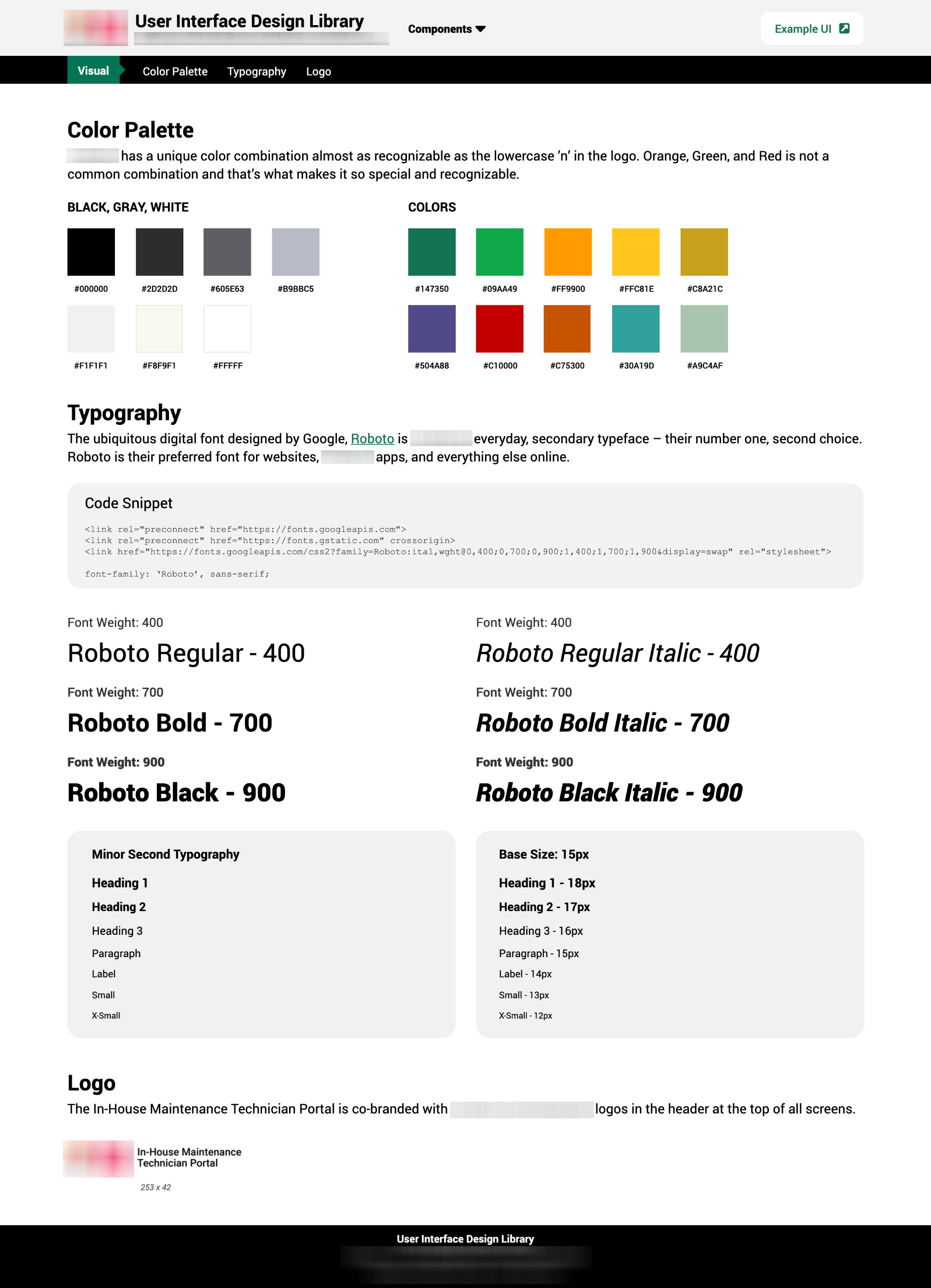 Screenshot of Visual Design Components