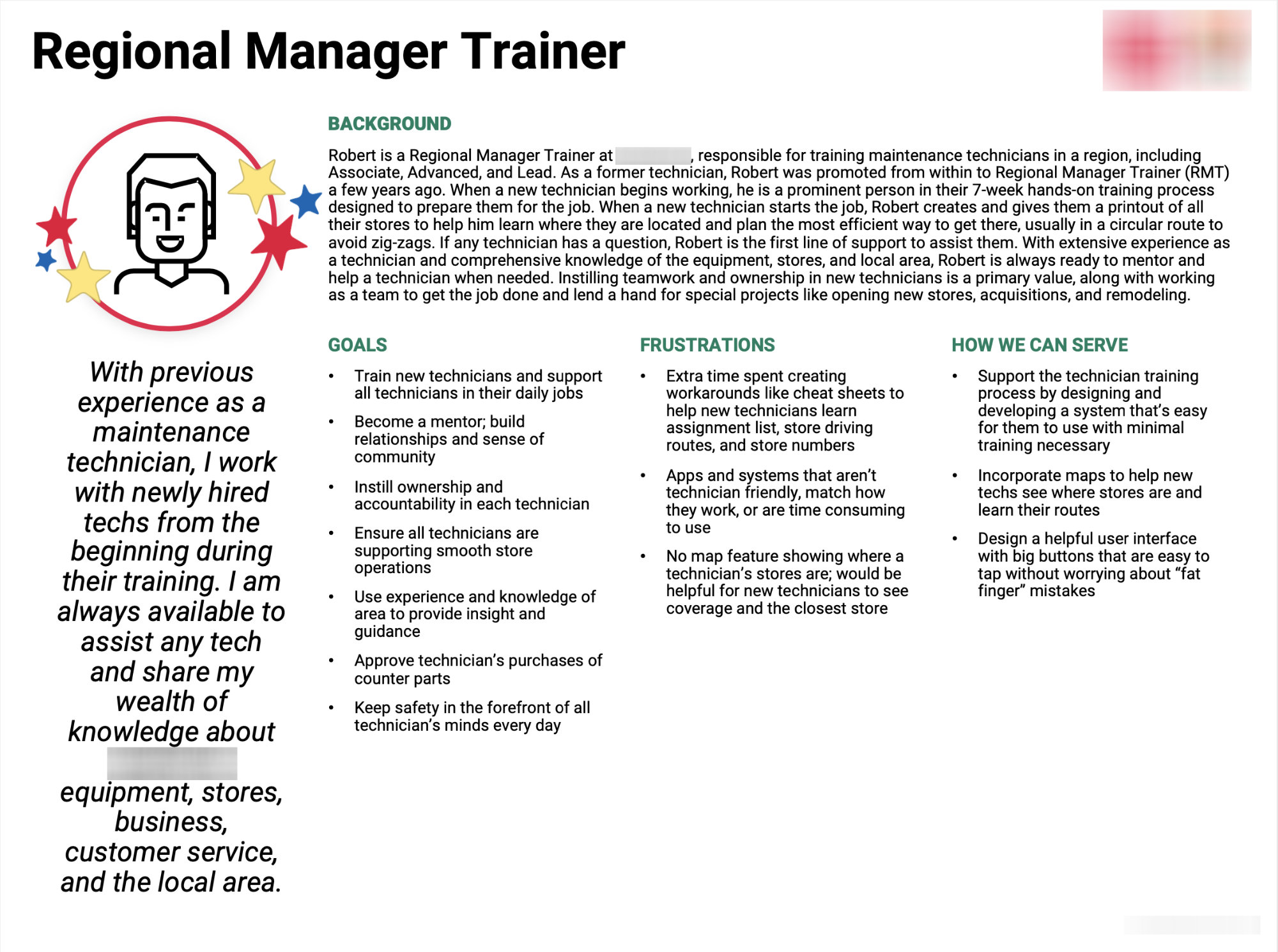 Persona for Regional Manager Trainer