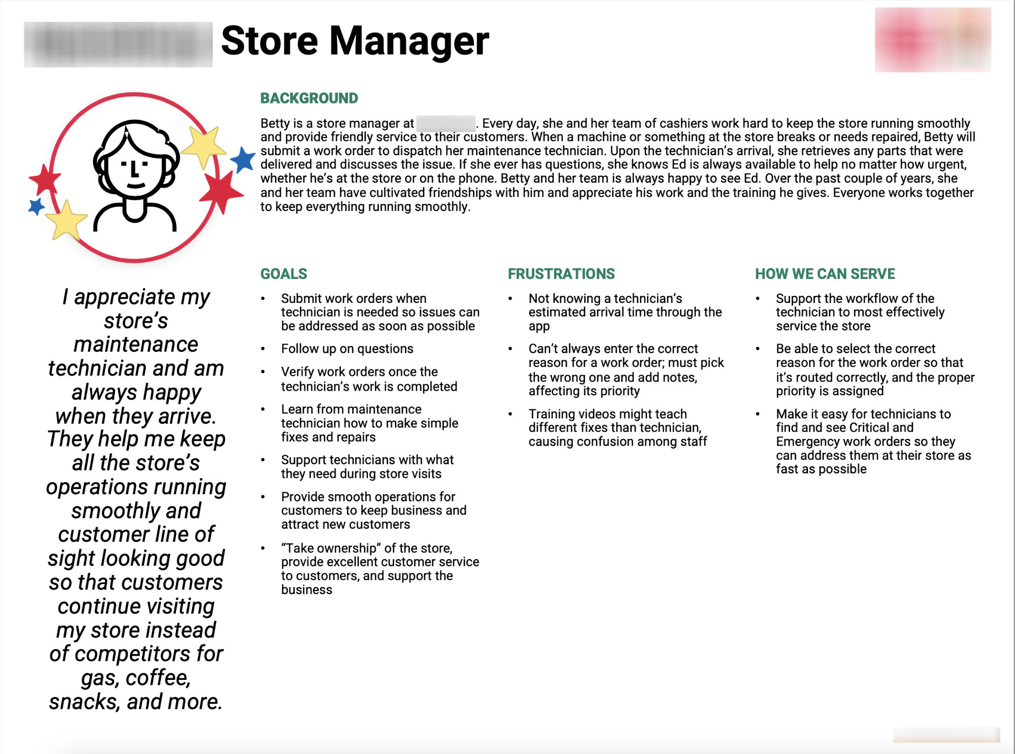 Persona for Store Manager