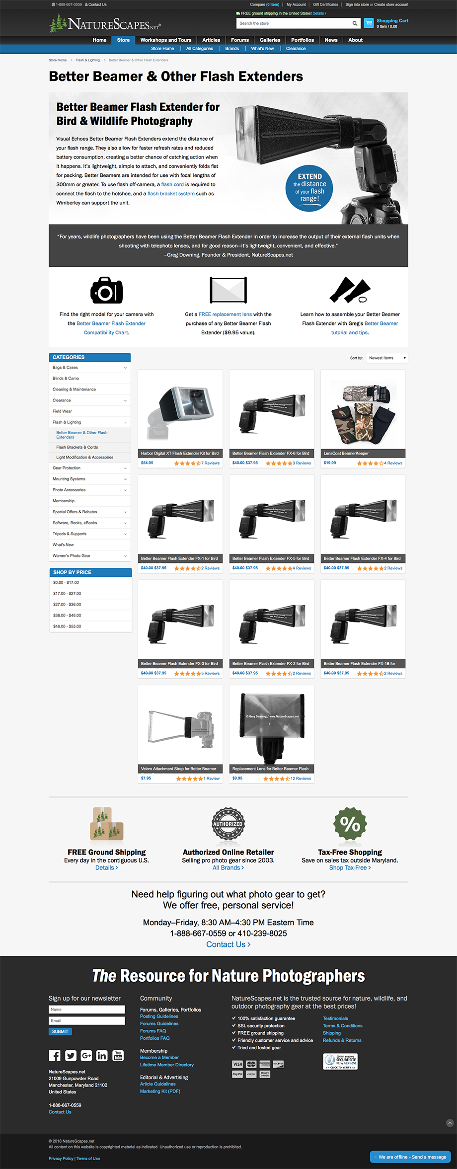 NatureScapes Store Product Line Landing Page