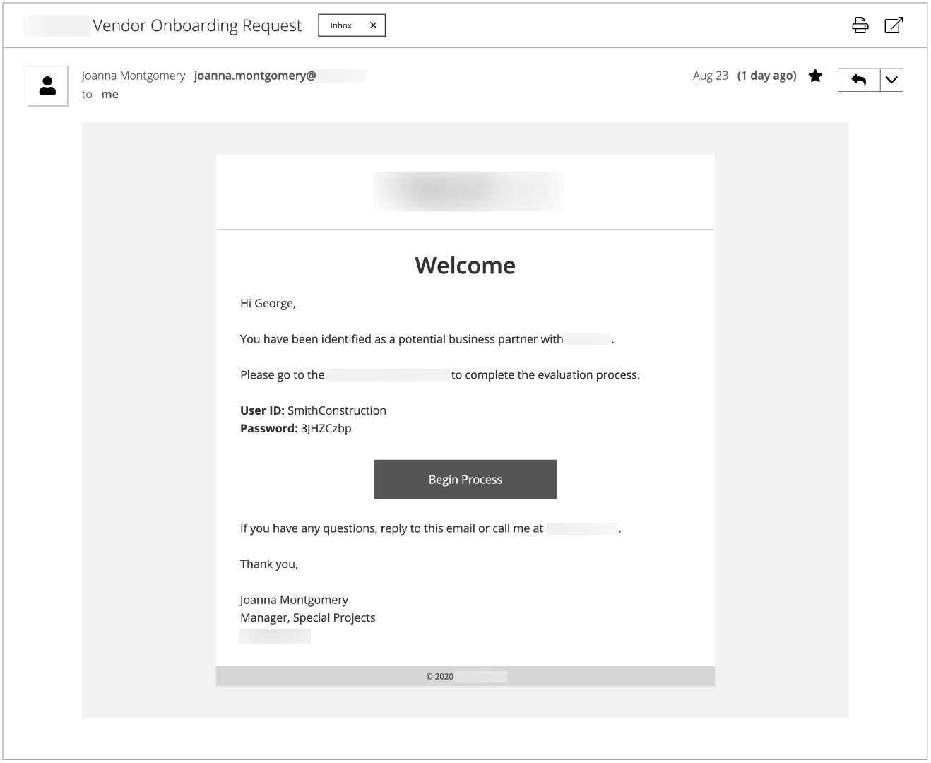 Wireframe: Email invitation