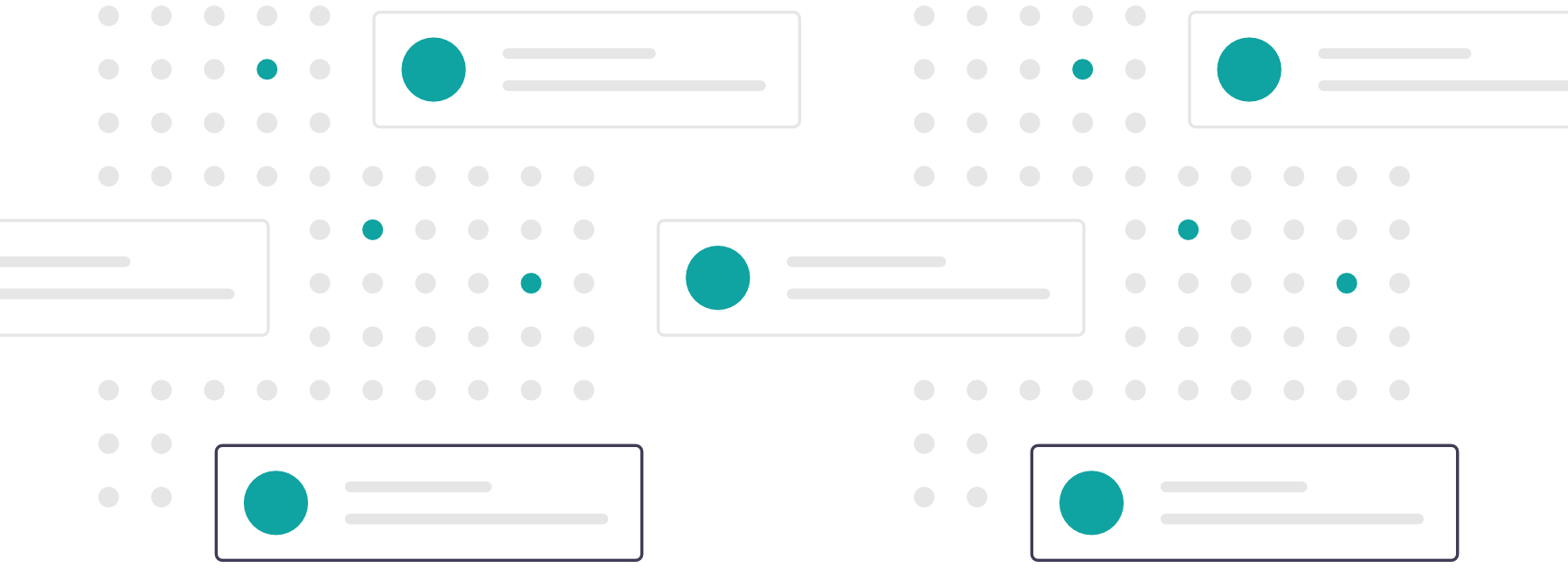 Decorative illustration of circles and rectangles showing strategy and process